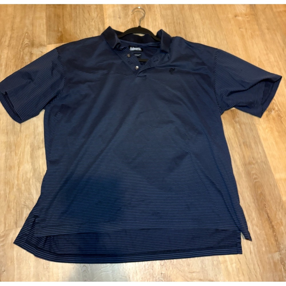 Ashworth Black Double Mercerized Cotton‎ Striped Polo Size XL